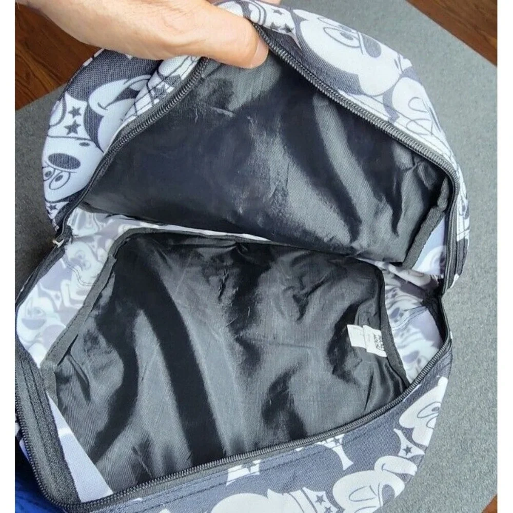 Disney Mickey Mouse Face Backpack Rucksack Bag White Black‎ Pattern Cartoon